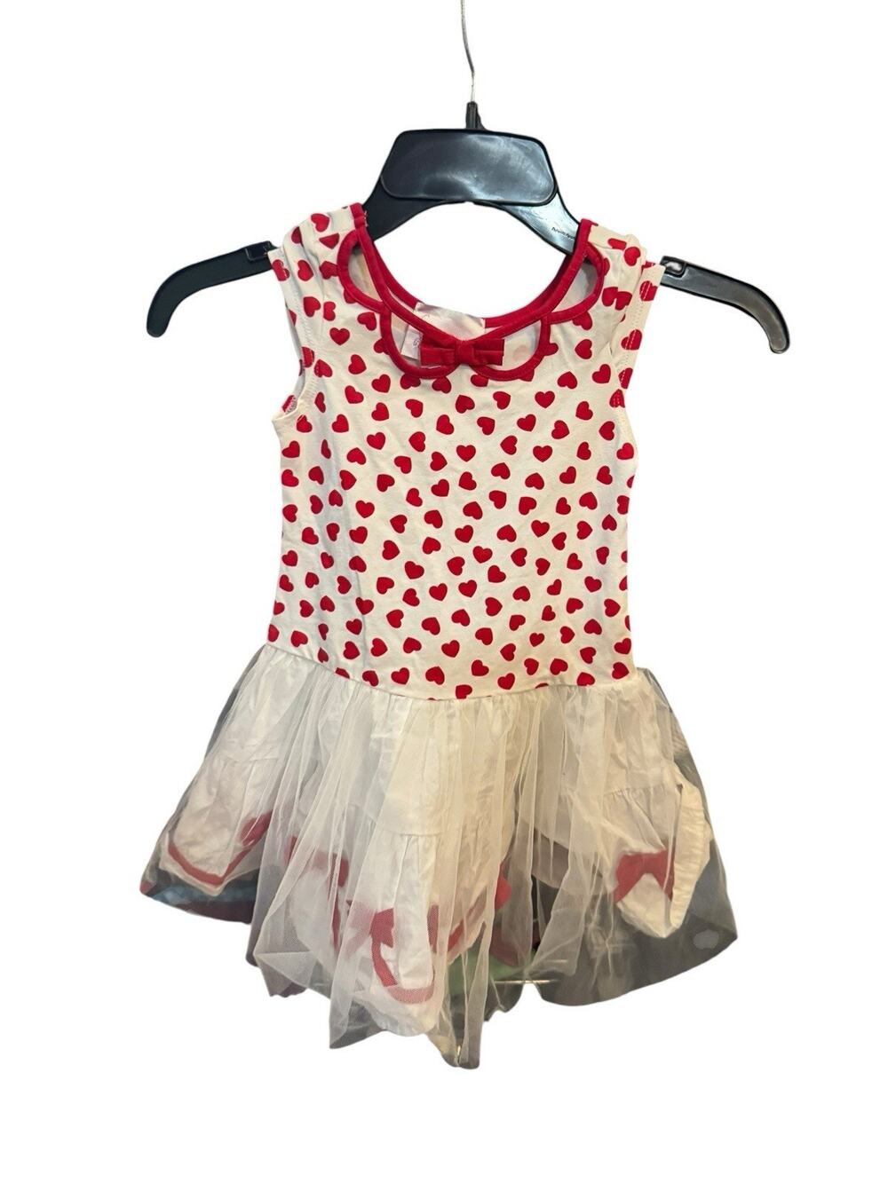 Biscotti Girls Red White Hearts Valentines Tulle Dress Small 4T/4